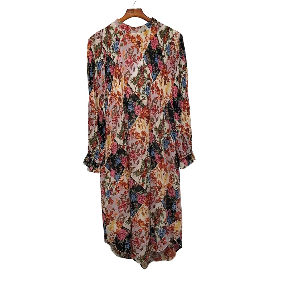 NWOT Anthropologie Shara Pleated Long Sleeve‎ Floral Midi Dress Size S